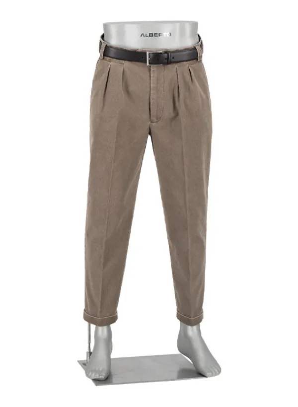 ALBERTO Mini Oxford, Ted-C, Wide Fit, Baumwoll-Stretch, cropped, braun meliert^ Hosen