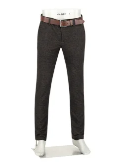 ALBERTO Smooth Jersey, Rob, Slim Fit, Mikrofaser-Stretch, anthra-cognac gemustert^ Hosen|Dressy