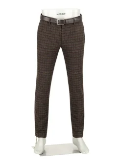 ALBERTO Smooth Jersey, Rob, Slim Fit, Mikrofaser-Stretch, dunkelbraun gemustert^ Hosen