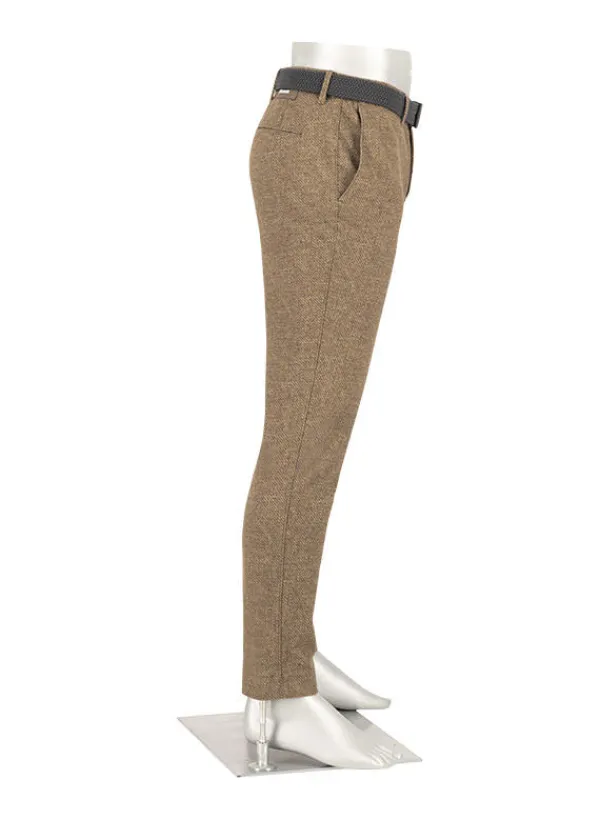 ALBERTO Smooth Jersey, Rob, Slim Fit, Mikrofaser-Stretch, braun-beige-ocker gemustert^ Hosen|Dressy