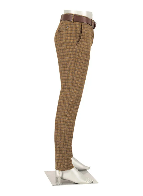 ALBERTO Smooth Jersey, Rob, Slim Fit, Mikrofaser-Stretch, braun gemustert^ Hosen