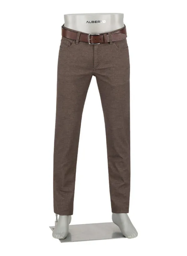 ALBERTO Soft Touch, Pipe, Regular Fit, Baumwoll-Stretch, dunkelbraun meliert^ Hosen