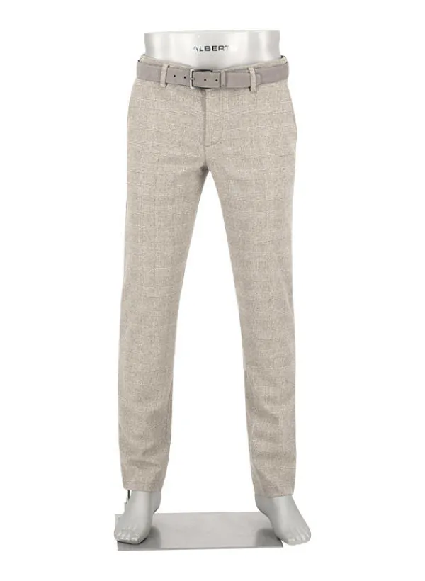 ALBERTO Wool Ceck, Lou, Regular Fit, Woll-Stretch, beige kariert^ Hosen|Chino