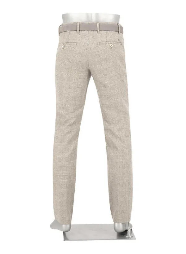 ALBERTO Wool Ceck, Lou, Regular Fit, Woll-Stretch, beige kariert^ Hosen|Chino