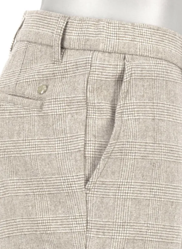 ALBERTO Wool Ceck, Lou, Regular Fit, Woll-Stretch, beige kariert^ Hosen|Chino
