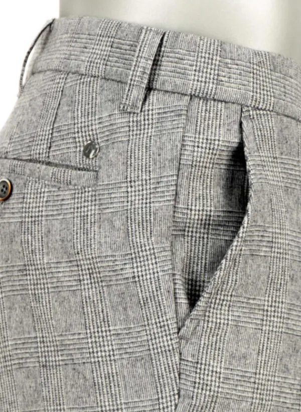 ALBERTO Wool Ceck, Lou, Regular Fit, Woll-Stretch, greige kariert^ Hosen|Chino