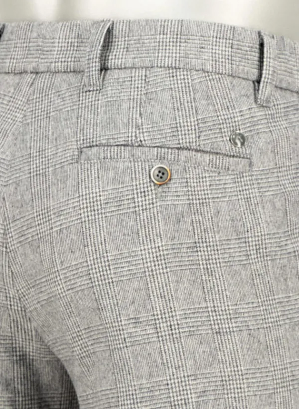 ALBERTO Wool Ceck, Lou, Regular Fit, Woll-Stretch, greige kariert^ Hosen|Chino