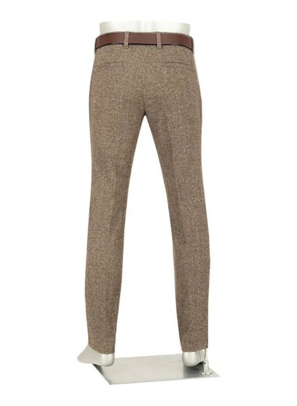 ALBERTO Wool Herringbone, Lou, Regular Fit, Wolle-Seide, braun gemustert^ Hosen|Chino