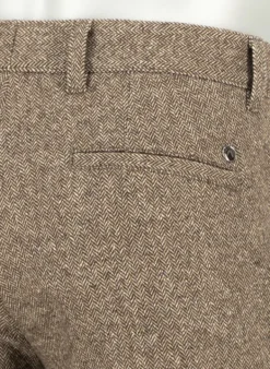 ALBERTO Wool Herringbone, Lou, Regular Fit, Wolle-Seide, braun gemustert^ Hosen|Chino
