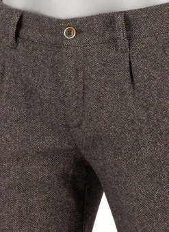 ALBERTO Wool Herringbone, Lou, Regular Fit, Wolle-Seide, dunkelbraun gemustert^ Hosen|Chino