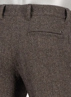 ALBERTO Wool Herringbone, Lou, Regular Fit, Wolle-Seide, dunkelbraun gemustert^ Hosen|Chino