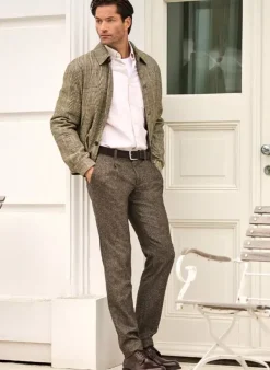 ALBERTO Wool Herringbone, Lou, Regular Fit, Wolle-Seide, dunkelbraun gemustert^ Hosen|Chino